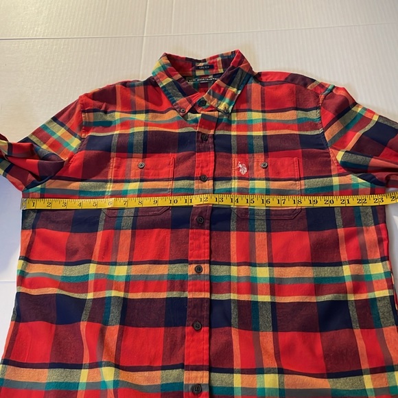 US Polo  Assn plaid button down shirt with stretch Men’s size Large - Picture 12 of 16
